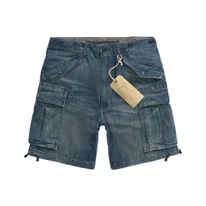 Pantalones Cortos Cargo de Mezclilla Premium Regiment Sedgwick para Hombre, Estilo Vintage, Personalizados OEM, Color Índigo, Ropa Urbana, Moda de Verano - Product Image 1