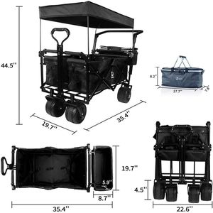 All Terrain Brake 140L Foldable Collapsible Wagon Cart with Removable Canopy for <b>Camping</b> - Product Image 5