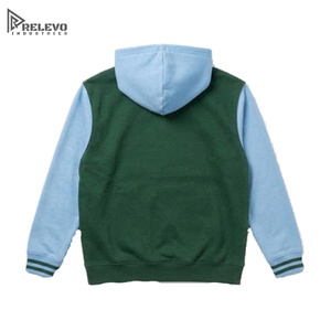 เสื้อฮู้ดดี้คอตตอน 100% แบบหนาพิเศษ สีเขียวฟอเรสต์ ฟ้าอ่อน สไตล์สตรีทแวร์ แต่งโลโก้แบบแอพพลิเค ผ้าฟลีซแบบวาร์ซิตี้ - Product Image 2