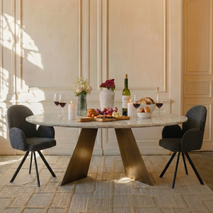 Luxury Dining <b>Table</b> With Marble Top Spacesave Dining <b>Table</b> Oval Top - Product Image 2