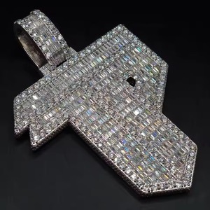 Hip Hop Jewelry 925 Sterling <b>Silver</b> VVS Moissanite Diamond Number Name <b>Initial</b> Logo <b>Pendant</b> Mens Iced Out Custom Letter <b>Pendant</b> - Product Image 1