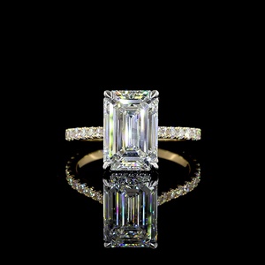 Timeless 5 Carat Emerald Shape Diamond <b>Ring</b> Platinum Prongs Settings IGI Certified Solid <b>Gold</b> Bride Engagement <b>Ring</b> - Product Image 1