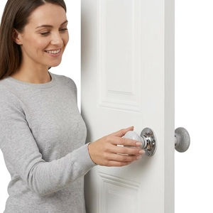 Ceramic Modern Round Crackle <b>White</b> Door Knob & Handle <b>Set</b> for Bedroom Furniture-Durable - Product Image 2