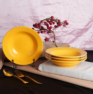 Tazón Redondo de Cerámica Amarillo para Servir, Diseño Minimalista, Apto para Lavavajillas, para Uso Diario - Product Image 5