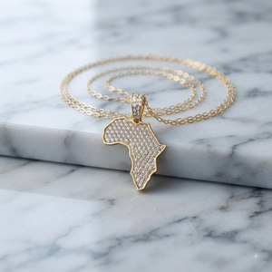 Collar de Lujo Personalizado Estilo Hip Hop, Oro Sólido de 10K, Unisex, con Mapa del Continente Africano, Colgante con Diamantes Cultivados en Laboratorio, Regalo - Product Image 3