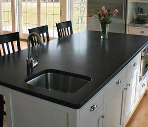 Îlot en granit noir absolu, comptoir en pierre polie, carrelage pour cuisine, dalle pour sol, revêtement mural - Product Image 1