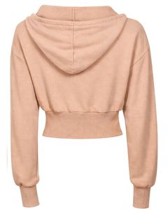 Sweat-shirt à capuche zippé beige pour femme, coupe ajustée, manches longues, style streetwear décontracté, en molleton, fabrication ODM avec logo personnalisé - Product Image 2