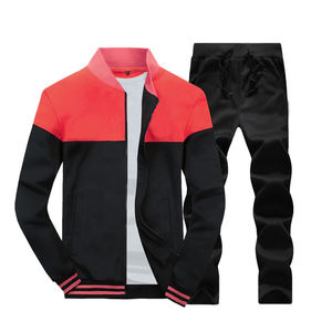 Nouvel ensemble de survêtement tendance pour homme avec fermeture éclair, couleur assortie, veste à manches longues + pantalon, pour sports de plein air, entraînement, école, université - Product Image 1