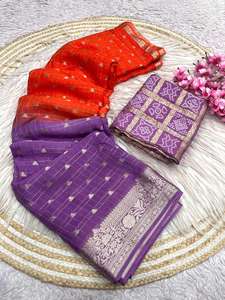 ผ้าซิ่นชีฟองดีไซน์หรูหราพร้อมเสื้อคลุมสุดสง่างาม ทันสมัย สวยงาม  แบบอินเดีย  สำหรับงานปาร์ตี้  ชุดส่าหรีสำหรับผู้หญิง - Product Image 5