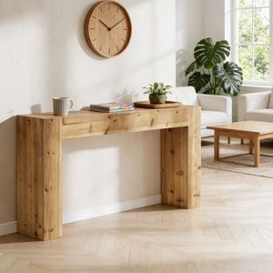 Consolle in Acciaio Inossidabile a Specchio con Piano in Legno Massello, Stile Moderno Rustico e per Arredamento Hotel - Product Image 6