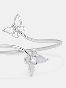 Pulsera de Plata 925 con Mariposa y Flor, Cadena de Plata de Ley 925 con Engaste de Bisel para Mujer, Uso Diario - Product Image 4