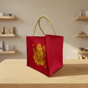 Bolsa de Yute Premium para Puja, 8x8x8 Pulgadas, Natural, Ecológica, Reutilizable, para Artículos Religiosos, Templo - Product Image 4