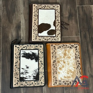 Porte-documents en cuir gaufré floral fait main avec fermeture éclair personnalisée pour CV et dossiers – Offre Spéciale - Product Image 1