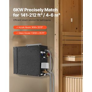 Sistema Doccia a Vapore Commerciale da 6 kW con Controller, Sauna per 4 Persone, Bagno Spa con Scarico Automatico e Protezione dal Surriscaldamento - Product Image 2