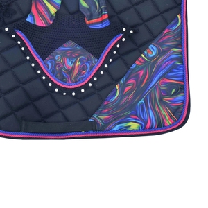 Tapis de selle Black Horse Galaxy assorti aux bonnets, pour équitation, en tissu coton, motifs originaux, tapis de selle polyvalent - Product Image 3