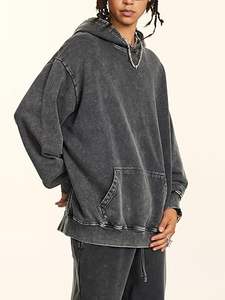 เสื้อฮู้ดผู้ชายแบบกำหนดเอง OEM ผ้าฟลีซ มีกระเป๋า ดีไซน์ย้อมสีแบบแอซิดวอช สไตล์เรโทร สตรีทแฟชั่น เสื้อกันหนาว - Product Image 3