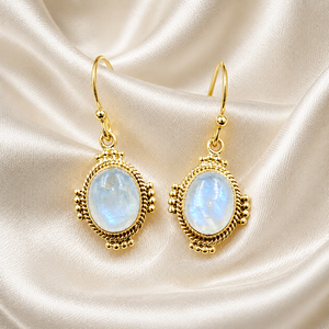 Rainbow Moonstone <b>Dangle</b> <b>Earrings</b> 925 Sterling Silver Rose <b>Gold</b> Yellow <b>Gold</b> Plated Handmade Boho Gemstone <b>Earrings</b> for WomenWife - Product Image 5