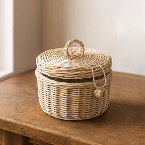 Elegante caja de joyería, cajas de almacenamiento de ratán de alta calidad, recipientes con tapa tejidos a mano, los más vendidos. - Product Image 1
