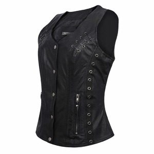 Chaleco de Cuero Casual para Mujer al por Mayor, Personalizado, con Cuello en V, Resistente al Viento, Ecológico y Transpirable - Product Image 2
