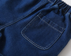 Shorts en jean pour garçons, couleur unie, taille mi-haute, bande élastique, style décontracté avec poches, tissu en coton tissé - Product Image 6