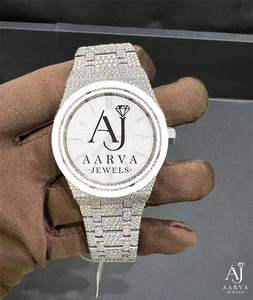 AARVA JEWELS นาฬิกาข้อมือกลไกสแตนเลสสีเงิน ประดับคริสตัลแซฟไฟร์ ฝังเพชร หน้าปัดอนาล็อก ขนาดสาย 28 มม. กว้าง 18 มม. พร้อมแสดงวันที่ - Product Image 2