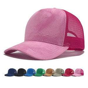 OEM ODM Factory Wholesale High Quality Trucker Mesh Cap Custom 5 Panel a Frame Mesh Embroidery Suede Trucker Hat - Product Image 1