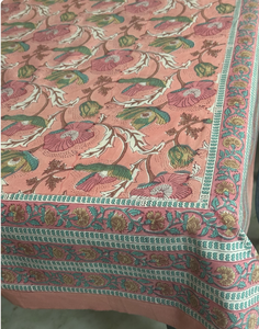 Nappe carrée en coton imprimé floral traditionnel, lavable, décoration d'intérieur, style classique, nappe imprimée au bloc - Product Image 6