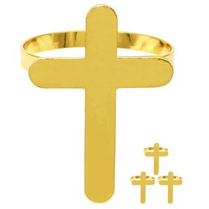 Golden Cross Shape Napkin Rings Brass <b>5</b> Cm Width Classic Design Wedding Table Decoration - Product Image 1