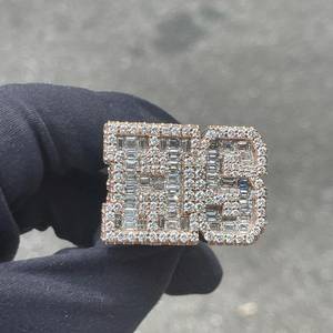 Rhodium Plated Custom Letter 925 Sterling Silver VVS Moissanite Diamond Iced Out Hip Hop <b>Statement</b> Every Day Wear <b>Ring</b> - Product Image 1