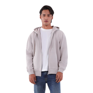Sweat à capuche zippé beige personnalisé avec logo pour femme, en molleton épais, avec cordon de serrage, style streetwear, vente en gros - Product Image 1