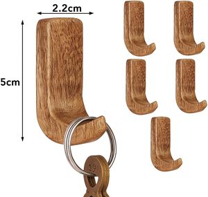 Ganchos Adhesivos de Pared de Madera Maciza a Granel, Soporte Minimalista en Forma de J para Llaves, Colgador con Acabado Natural, Organizador de Ganchos Utilitarios - Product Image 4