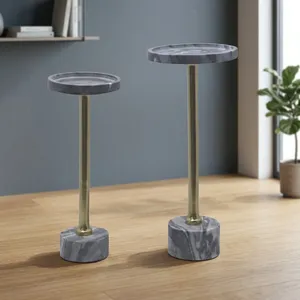 Table basse ronde moderne avec plateau en marbre et pieds en métal, écologique, légère, portable, pour salon, hôtel, meubles - Product Image 3