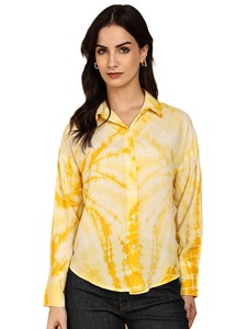 Camisa Ligera de Mezcla de Algodón para Mujer, Ropa de Verano, Blusa Amarilla con Estampado al Mejor Precio por Exportador - Product Image 6
