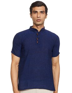 Kurta indien court en coton fait main pour les festivals et les tenues décontractées, Shalwar Kameez pour hommes, traditionnel, séchage rapide, matériaux recyclés - Product Image 3