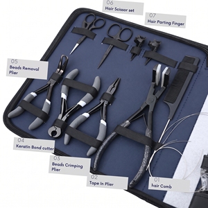 Juego de Herramientas Avanzadas para Extensiones de Cabello: Alicates de Crimpado para Micro Anillos, Alicates para Remover Anillos Nano, Alicates Selladores de Cinta, Cortador de Fusión, Peine y Clips - Product Image 5