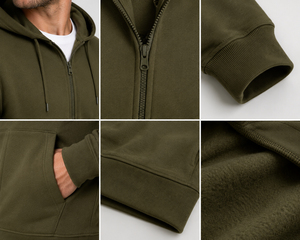 Mens <b>zip</b> <b>hooded</b> outerwear offering durable comfort soft texture and easy movement for everyday casual streetwear styling - Product Image 6