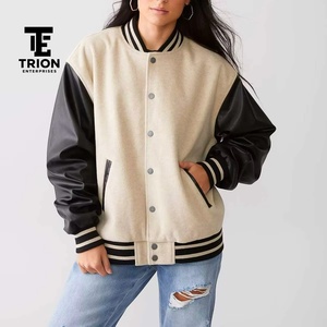 Nueva Chaqueta Varsity de Manga Larga Estilo Streetwear para Mujer, Corte Ajustado, Diseña Tu Propia Chaqueta Varsity Cómoda para Mujer, Servicio OEM - Product Image 3