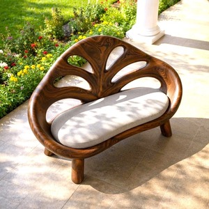 Modern Solid Wood <b>Bench</b> Curved Backrest Eco-Friendly Durable Outdoor Furniture Entryway Living Room Entrance Hall - Product Image 4
