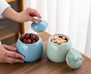 Glossy Blue <b>Storage</b> Jar Curved Silhouette Airtight Lid Crackle Finish Premium <b>Kitchen</b> Countertop Organizer Luxury <b>Storage</b> - Product Image 6