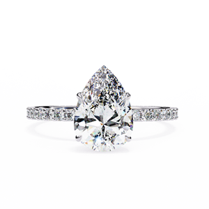 Classic Pave <b>Set</b> 1.5 Carat Lab Grown Pear Cut Diamond Engagement <b>Ring</b> 14k <b>Gold</b> IGI Report VS DEF Diamond for Anniversary Weddi - Product Image 3