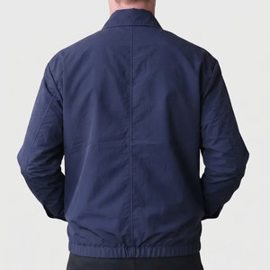Men's Navy Blue Zipper Workwear Shirt Jacket With Pockets Turn-down Collar Regular Fit Autumn Wear - Product Image 2