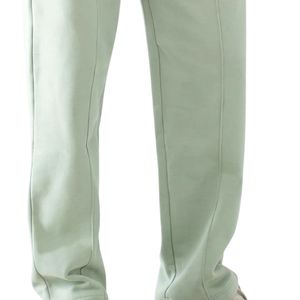 <b>Men's</b> Sage Green Wide Leg Sweatpants Custom Cotton <b>Fleece</b> Straight Fit Casual Jogger <b>Pants</b> Minimalist Streetwear <b>Lounge</b> Trousers - Product Image 2