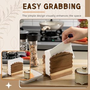 Porta Servilletas de Madera de Acacia, Dispensador de Servilletas Vertical de Madera Festoneada para Mesa, Estilo Rústico y Elegante para Bodas, Fiestas y Restaurantes - Product Image 2
