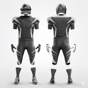 Uniforme de football américain personnalisé blanc et or, imprimé par transfert thermique, respirant, ajusté, pour hommes, toutes saisons, avec devant élastique - Product Image 6