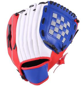 WARPRO INDUSTRY Adult Baseball <b>Glove</b> <b>Red</b> White Blue H-Web Design Lightweight Durable Full Finger Left Handed Throw - Product Image 1
