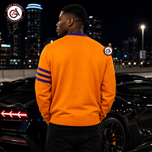 Vente en gros de cardigans d'hiver Omega brodés pour hommes, 100% laine |   Cardigan respirant anti-rides de style personnalisé - Product Image 2