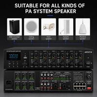 Amplificateur de puissance PA professionnel 6 canaux 240W 100V avec mixeur Bluetooth, système de sonorisation pour école, hôpital, église