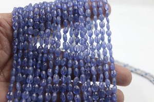 Collier de perles de tanzanite naturelle à 9 brins, lisses, ovales, avec trous au centre, 5*7-6*8 mm, 16-23 pouces, pour mariage - Product Image 2