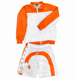 Custom Winter Plus Size Hooded Tracksuit Set Windbreaker Short Zip Jacket Shorts Breathable Sporty Style Regular Fit Spring Wear - Product Image 2