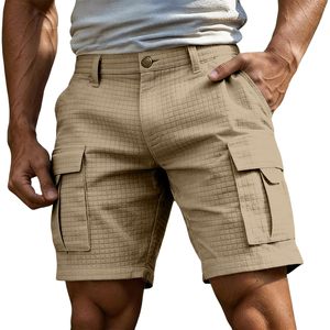 Men's <b>Knee</b>-Length Cargo Shorts for Training Fitness & Casual Wear with Breathable Quick-Dry Fabric and Stretch Waistband - Product Image 1
